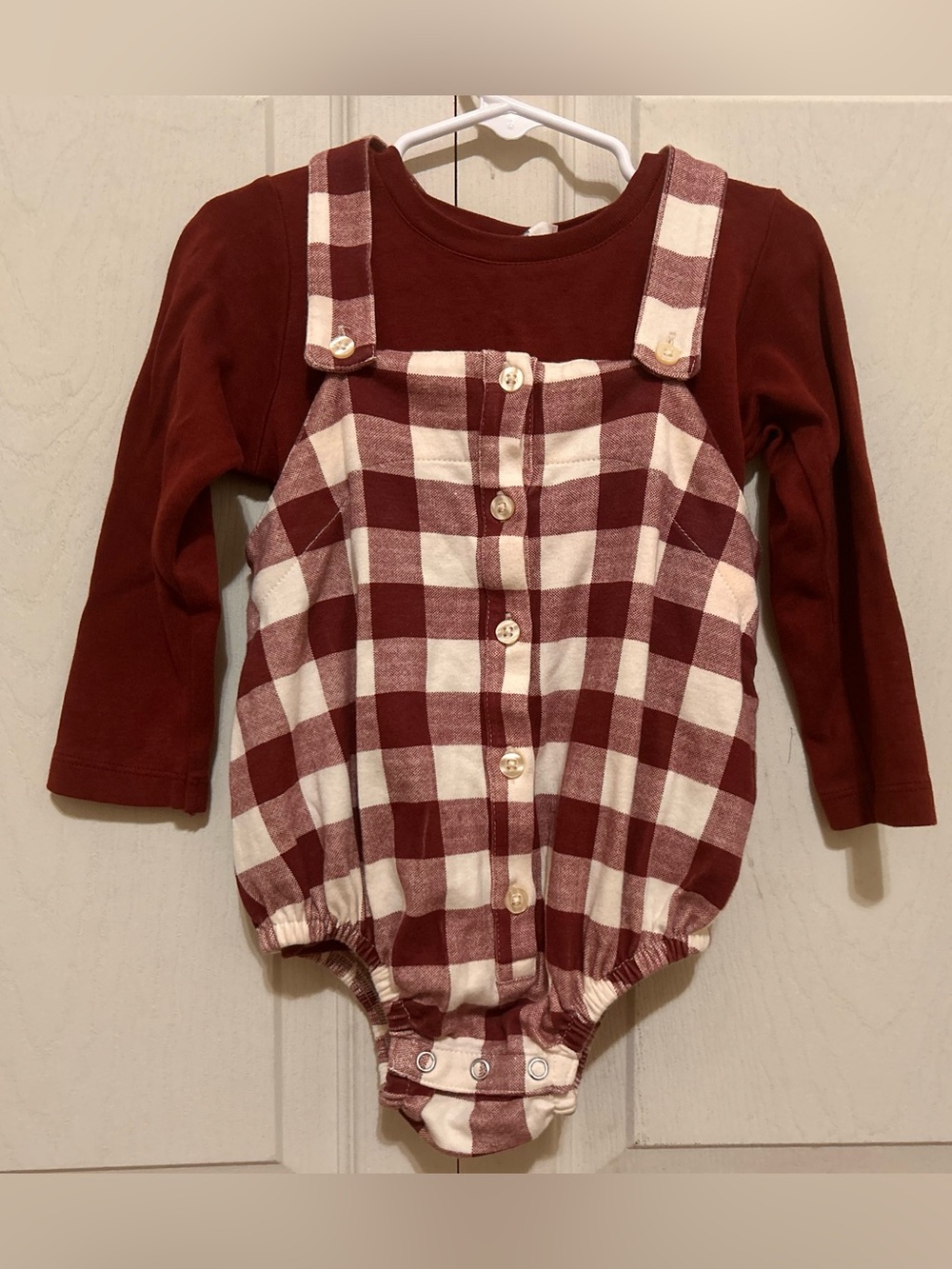 Kate Quinn Bordeaux Gingham Country Bubble and Tee 18/24 Months & 2T
